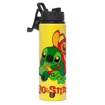 Lilo & Stitch, Μεταλλικό παγούρι νερού με καπάκι ασφαλείας, αλουμινίου 850ml