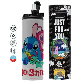 Lilo & Stitch, Tumbler ποτήρι θερμό ΓΚΡΙ από ανοξείδωτο ατσάλι 600ml