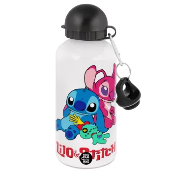 Lilo & Stitch, Metal water bottle, White, aluminum 500ml