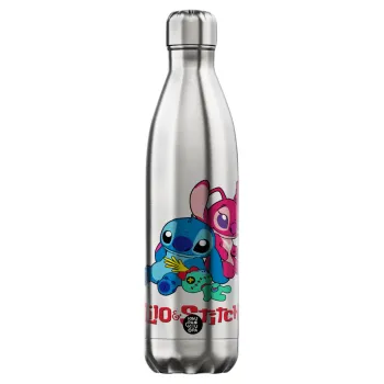 Lilo & Stitch, Μεταλλικό παγούρι θερμός Inox (Stainless steel), διπλού τοιχώματος, 750ml