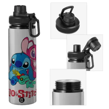 Lilo & Stitch, Μεταλλικό παγούρι νερού με καπάκι ασφαλείας, αλουμινίου 850ml