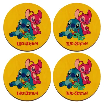 Lilo & Stitch, ΣΕΤ x4 Σουβέρ ξύλινα στρογγυλά plywood (9cm)