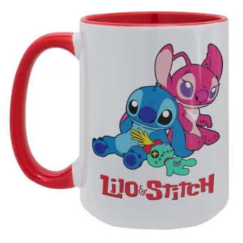 Lilo & Stitch, Κούπα Mega 15oz, κεραμική Κόκκινη, 450ml