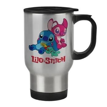 Lilo & Stitch, Stainless steel travel mug with lid, double wall 450ml