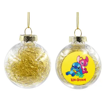 Lilo & Stitch, Στολίδι Χριστουγεννιάτικη μπάλα δένδρου διάφανη με χρυσό γέμισμα 8cm