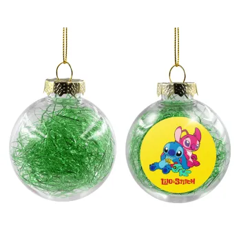 Lilo & Stitch, Transparent Christmas tree ball ornament with green filling 8cm
