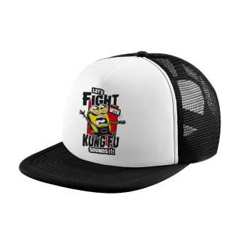 Minions Let's fight with kung fu sounds, Καπέλο Soft Trucker με Δίχτυ Black/White 