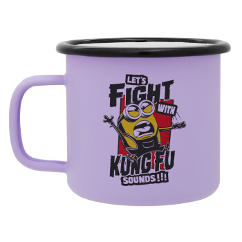 Minions Let's fight with kung fu sounds, Κούπα Μεταλλική εμαγιέ ΜΑΤ Light Pastel Purple 360ml
