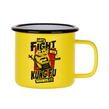 Minions Let's fight with kung fu sounds, Metallic enamel MATT Yellow cup 360ml
