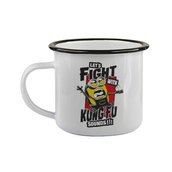 Minions Let's fight with kung fu sounds, Κούπα εμαγιέ με μαύρο χείλος 360ml