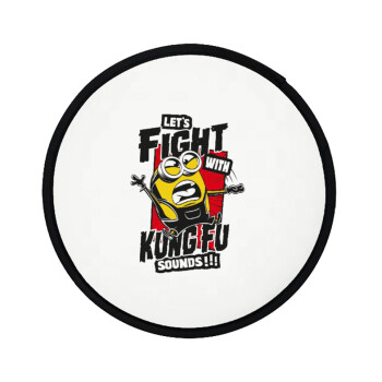 Minions Let's fight with kung fu sounds, Βεντάλια υφασμάτινη αναδιπλούμενη με θήκη (20cm)
