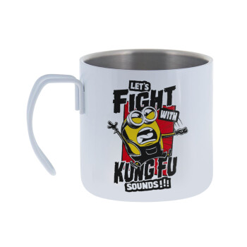 Minions Let's fight with kung fu sounds, Mug Stainless steel double wall 400ml