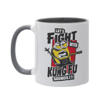 Minions Let's fight with kung fu sounds, Mug colored grey, ceramic, 330ml
