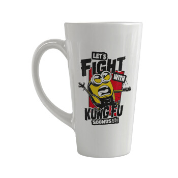 Minions Let's fight with kung fu sounds, Κούπα κωνική Latte Μεγάλη, κεραμική, 450ml