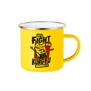 Minions Let's fight with kung fu sounds, Yellow Enamel Metallic Cup 360ml