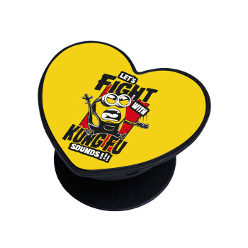 Minions Let's fight with kung fu sounds, Phone Holders Stand  καρδιά Μαύρο Βάση Στήριξης Κινητού στο Χέρι