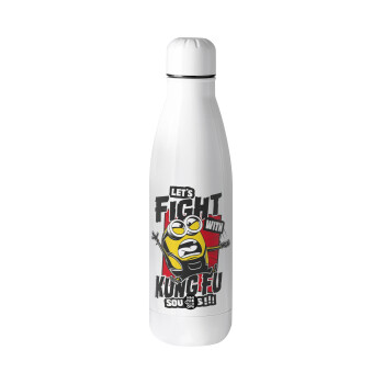 Minions Let's fight with kung fu sounds, Μεταλλικό παγούρι Stainless steel, 700ml