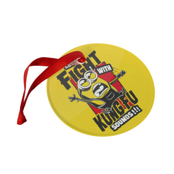 Minions Let's fight with kung fu sounds, Christmas ornament glass 9cm