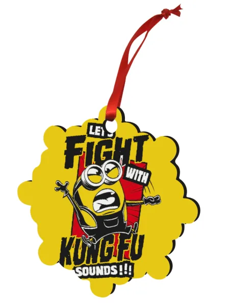 Minions Let's fight with kung fu sounds — Στολίδι Χριστουγεννιάτικο στολίδι snowflake ξύλινο 7.5cm