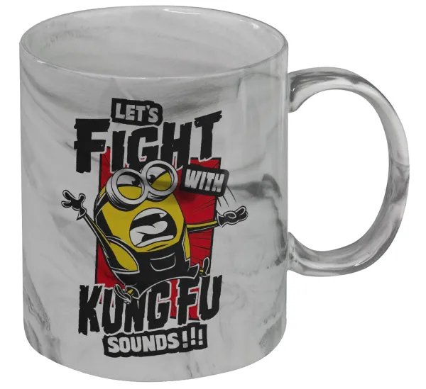 Minions Let's fight with kung fu sounds — Mug ceramic marble style, 330ml