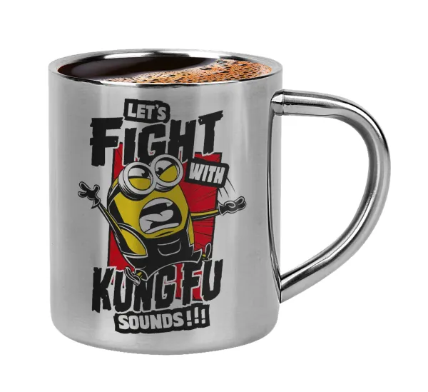 Minions Let's fight with kung fu sounds — Double-wall metal cup for espresso (220ml)