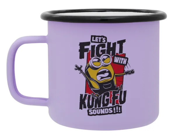 Minions Let's fight with kung fu sounds — Κούπα Μεταλλική εμαγιέ ΜΑΤ Light Pastel Purple 360ml