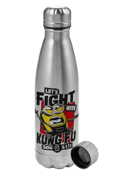 Minions Let's fight with kung fu sounds — Μεταλλικό παγούρι νερού, ανοξείδωτο ατσάλι, 750ml