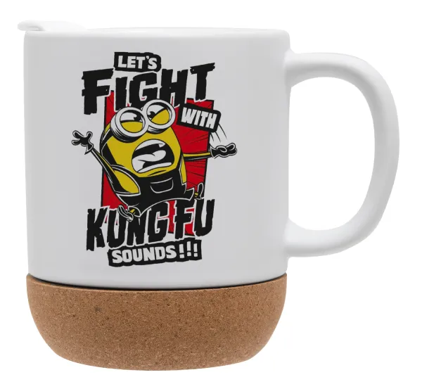 Minions Let's fight with kung fu sounds — Κούπα, κεραμική με βάση φελού και καπάκι (ΜΑΤ), 330ml
