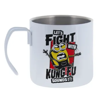 Minions Let's fight with kung fu sounds — Κούπα Ανοξείδωτη διπλού τοιχώματος 400ml