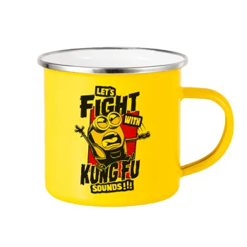 Minions Let's fight with kung fu sounds, Yellow Enamel Metallic Cup 360ml