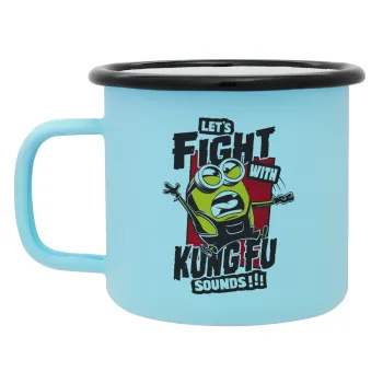 Minions Let's fight with kung fu sounds, Κούπα Μεταλλική εμαγιέ ΜΑΤ σιέλ 360ml