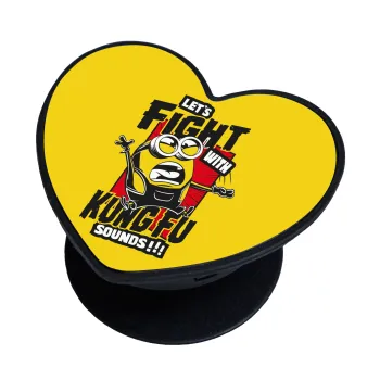 Minions Let's fight with kung fu sounds, Phone Holders Stand  καρδιά Μαύρο Βάση Στήριξης Κινητού στο Χέρι