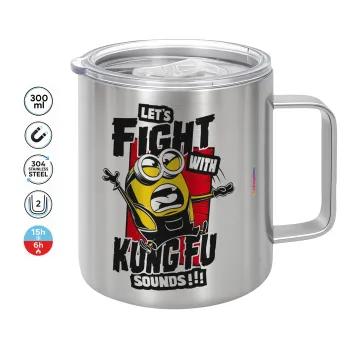 Minions Let's fight with kung fu sounds, Κούπα Ανοξείδωτη διπλού τοιχώματος 300ml