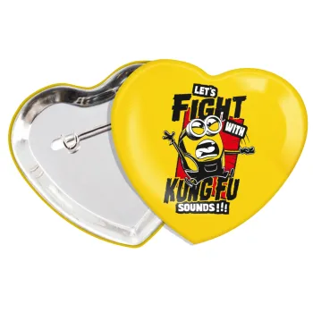 Minions Let's fight with kung fu sounds, Κονκάρδα παραμάνα καρδιά (57x52mm)