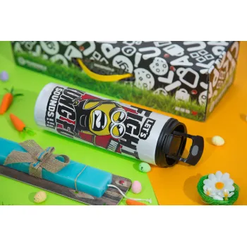 Minions Let's fight with kung fu sounds, Easter candle,Travel Tumbler 2 Lids, with metal straw & cleaning brush & aromatic flat candle (30cm) (BLUE)