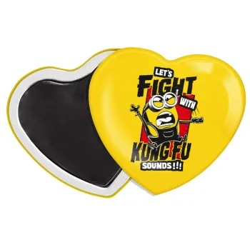 Minions Let's fight with kung fu sounds, Μαγνητάκι καρδιά (57x52mm)