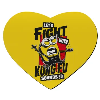 Minions Let's fight with kung fu sounds, Mousepad heart 23x20cm