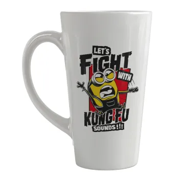 Minions Let's fight with kung fu sounds, Κούπα κωνική Latte Μεγάλη, κεραμική, 450ml