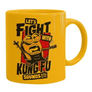 Minions Let's fight with kung fu sounds, Κούπα, κεραμική κίτρινη, 330ml