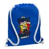 Backpack pouch GYMBAG Blue, with pocket (40x48cm) & thick cords