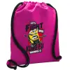 Backpack pouch GYMBAG Fuchsia, with pocket (40x48cm) & thick cords