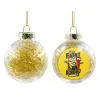 Transparent Christmas tree ball ornament with gold filling 8cm