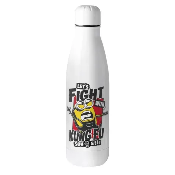 Minions Let's fight with kung fu sounds, Metal mug thermos (Stainless steel), 500ml