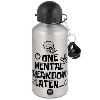 one mental breakdown later bob spongebob, Metallic water jug, Silver, aluminum 500ml