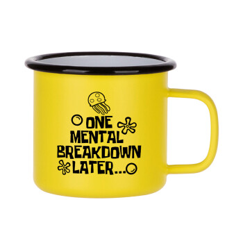 one mental breakdown later bob spongebob, Metallic enamel MATT Yellow cup 360ml