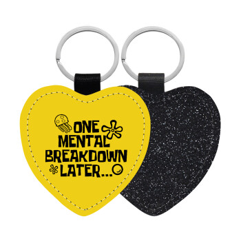 one mental breakdown later bob spongebob, Μπρελόκ PU δερμάτινο glitter καρδιά ΜΑΥΡΟ