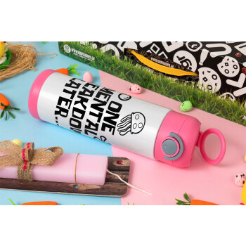 one mental breakdown later bob spongebob, Πασχαλινή Λαμπάδα με Παιδικό παγούρι θερμό, ανοξείδωτο, με καλαμάκι ασφαλείας, ΡΟΖ (500ml)