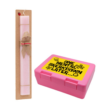 one mental breakdown later bob spongebob, Easter Set, children's snack container PINK & scented flat Easter candle (30cm) (PINK)
