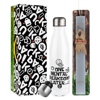 one mental breakdown later bob spongebob, Easter candle, metallic white thermos bottle (500ml) & aromatic flat candle (30cm) (GRAY)