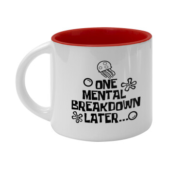 one mental breakdown later bob spongebob, Κούπα κεραμική 400ml Λευκή/Κόκκινη